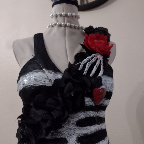 women's high low Halloween Day of the dead dress junior Sz 11 - Picture 4 of 8